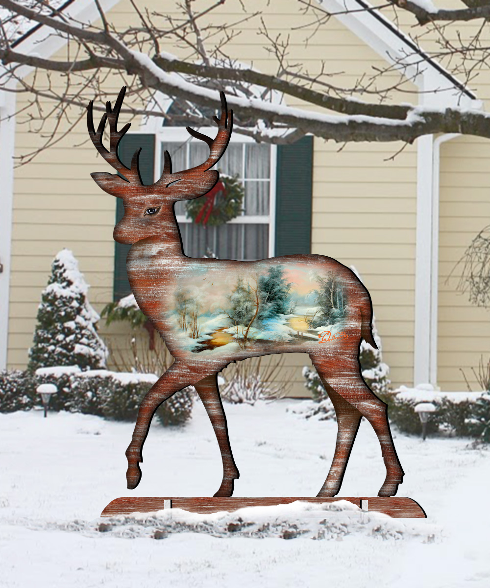 Woodsy Deer Garden Decor - Multicolor - 32 in. - UV Coated