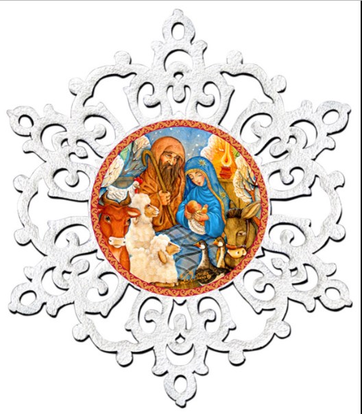 Nativity Snowflake Christmas Door Hanger