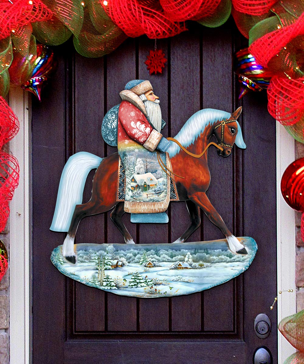 8151121H Horsey Santa Christmas Door Hanger