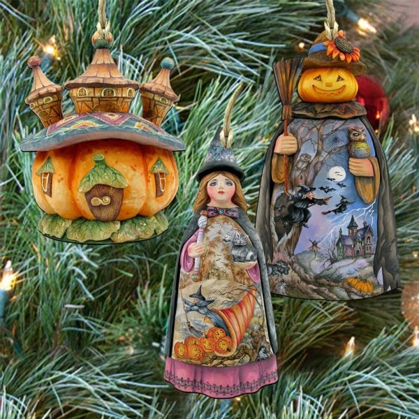 Halloween Wooden Ornaments - Set of 3