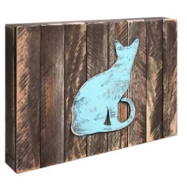Cat Block Art on Board Wall Decor
