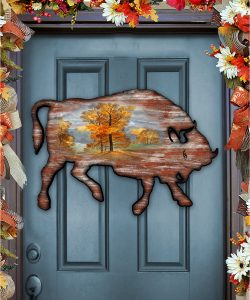 Buffalo Art on Board Wall Decor, UV Protective Coat