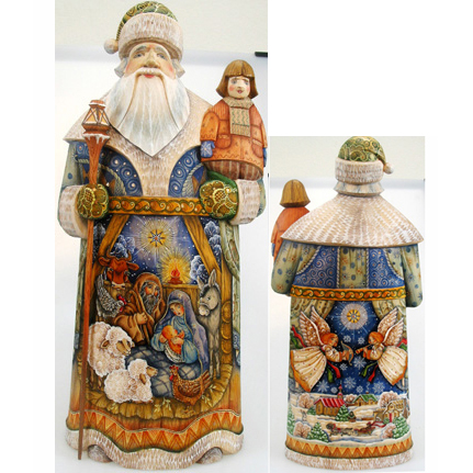 Picture of G.DeBrekht 215510 Nativity Wood Carved Hand Painted Santa Clause Figurine