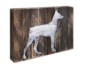 Vintage Dog Silhouette Art on Board Wall Decor
