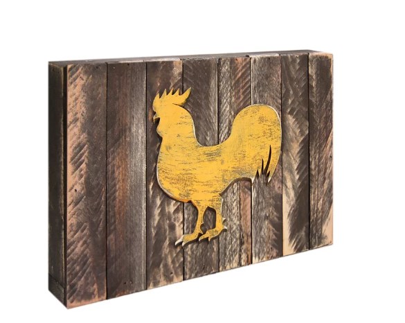 Rooster Farmhouse Art on Board Wall Decor