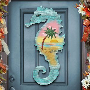 Seahorse Vintage Art on Board Wall Decor
