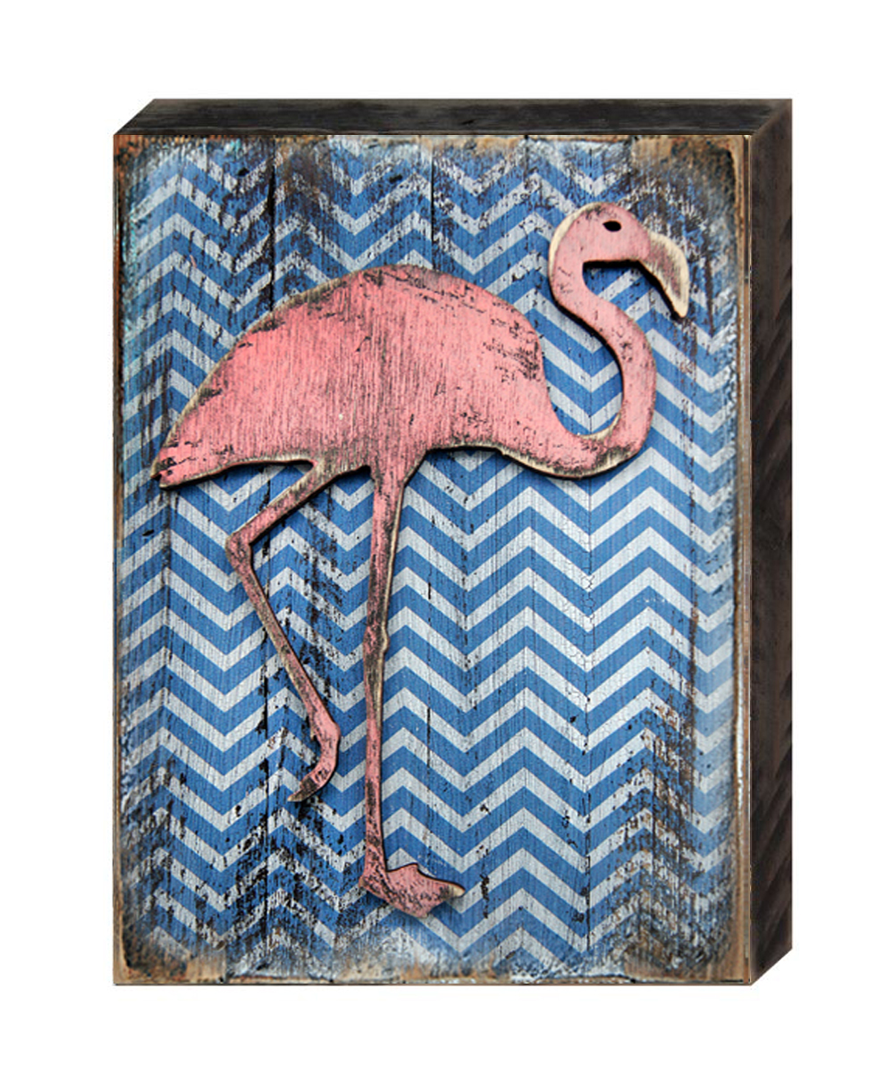 Coastal Flamingo Art on Board Wall Decor