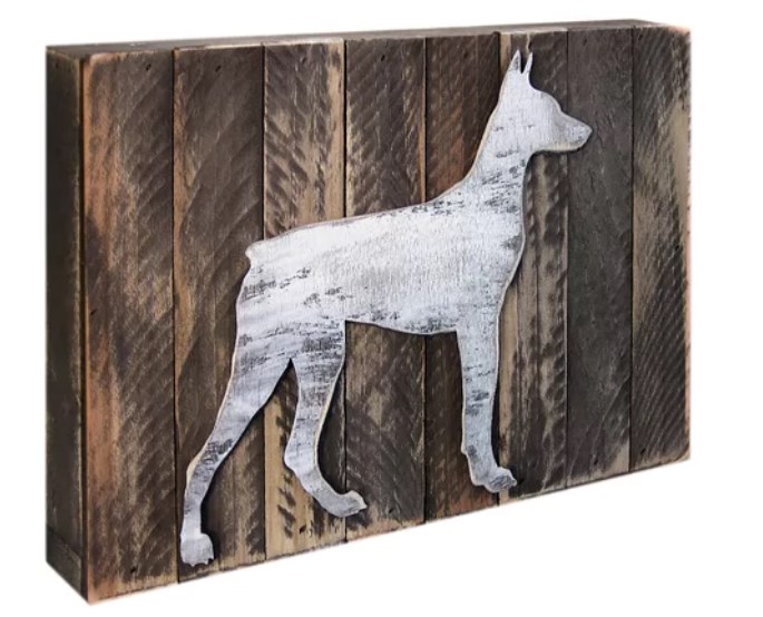 Vintage Dog Silhouette Art on Board Wall Decor