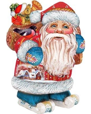 Picture of G.DeBrekht 8117663M Wooden Coming to Town Santa Christmas Decorative Hanging or Freestanding Figurine for Home & Garden