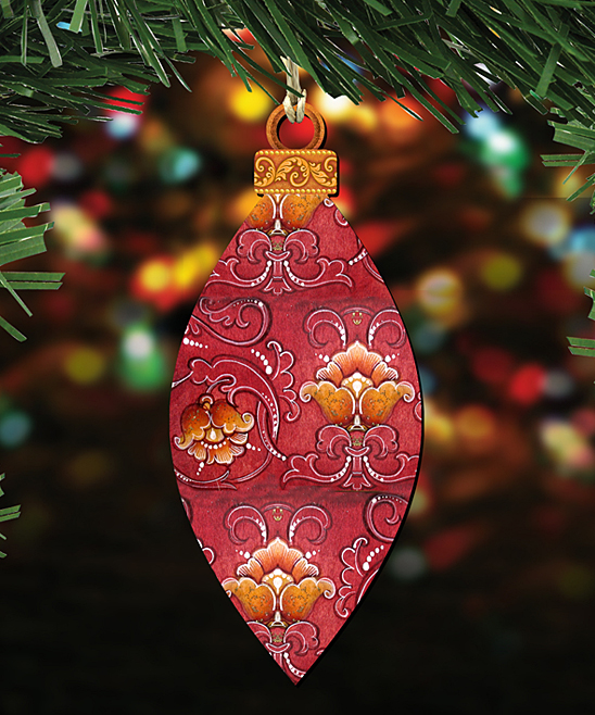 8117423S3 Red Wooden Drop Ornaments -  Set of 2