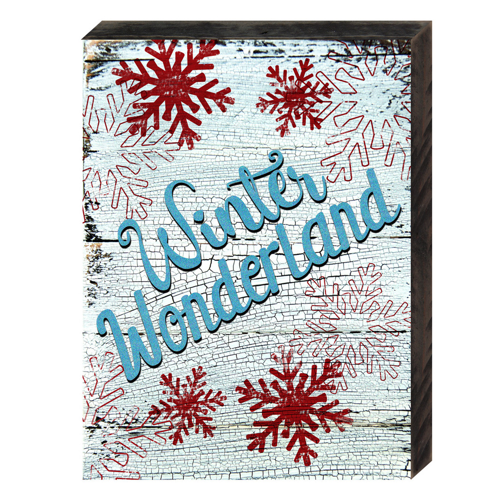 Winter Wonderland Quote Vintage Art on Board Wall Decor