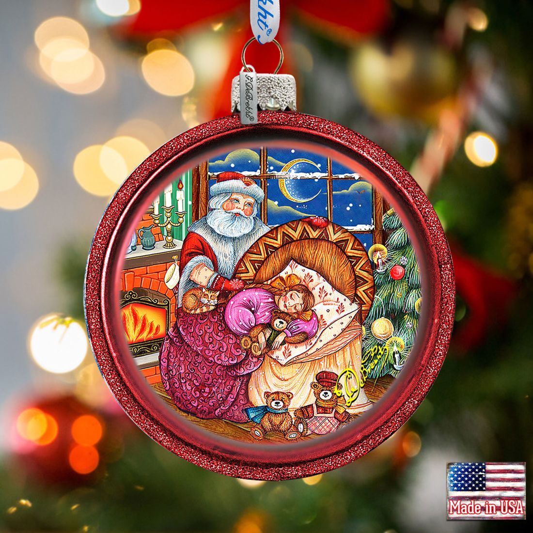 73615C 3 x 3.5 in. Christmas Night Glass Ornaments