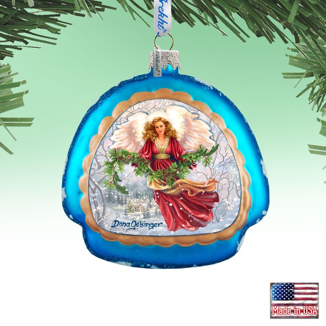 756-102-DG 4 x 3.5 in. Snowfall Angel Glass Ornaments