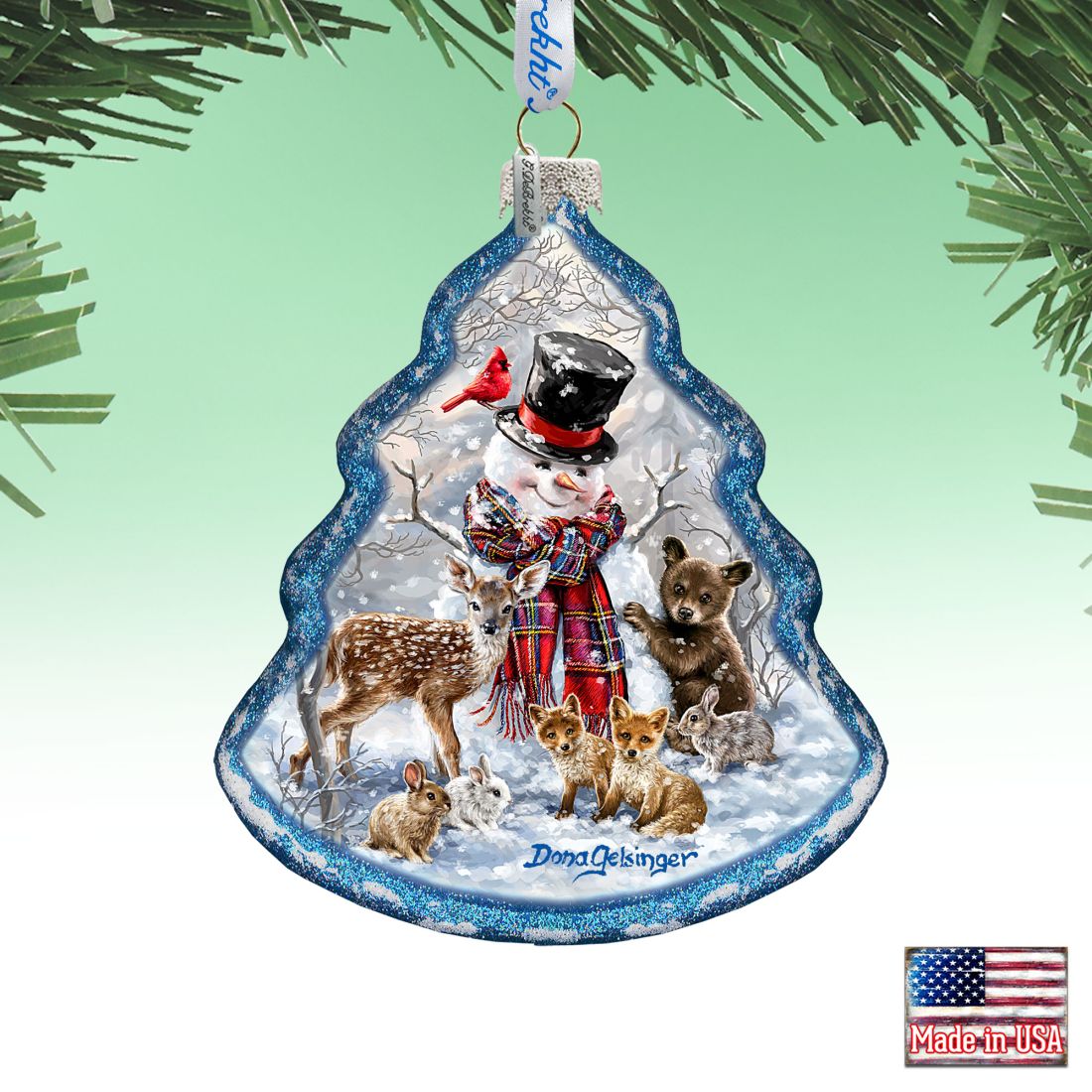 762-109-DG 4 x 3.5 in. Forest Friends Tree Glass Ornaments