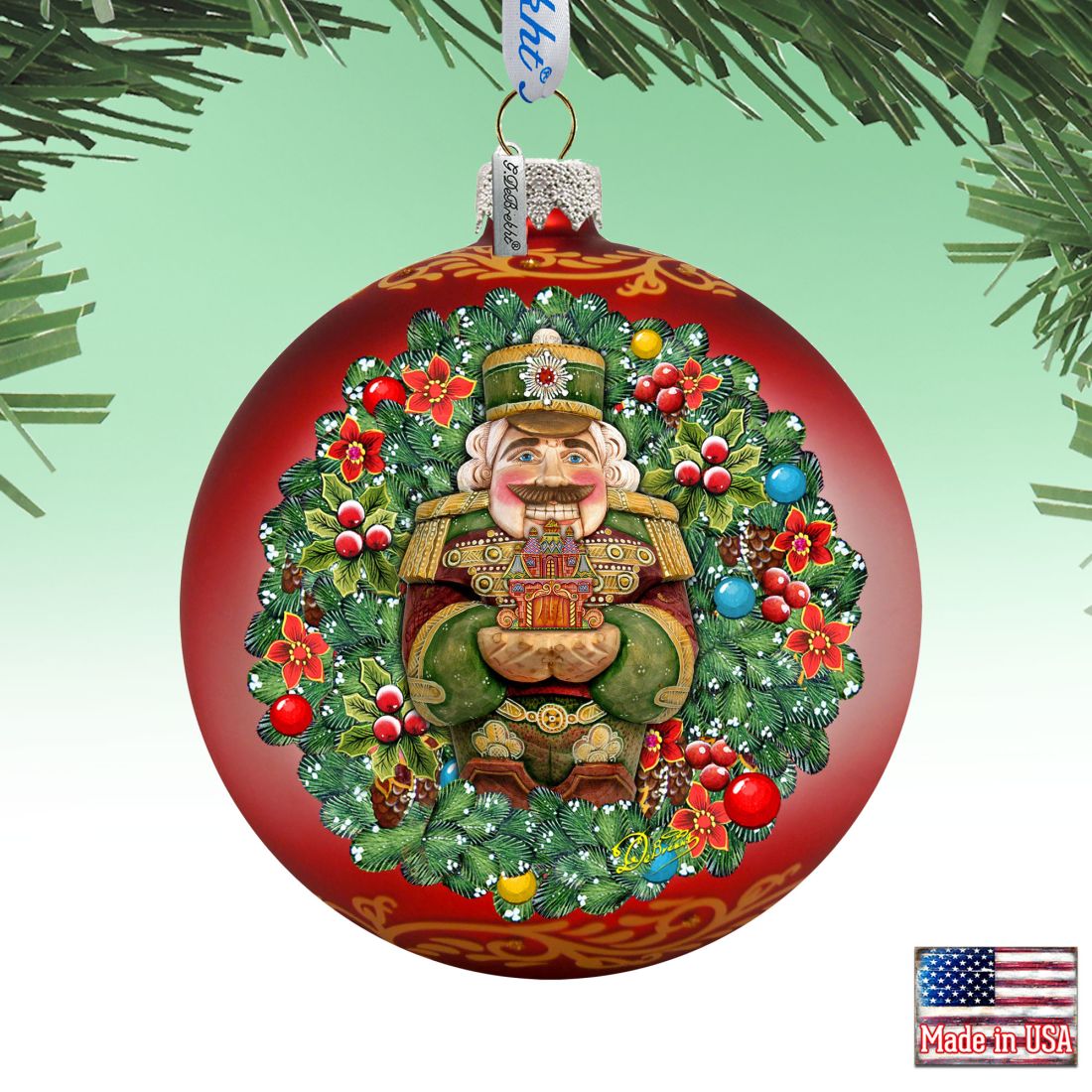 73907 5 x 5.5 in. The Gift of Giving a Nutcracker Story Glass Ornaments