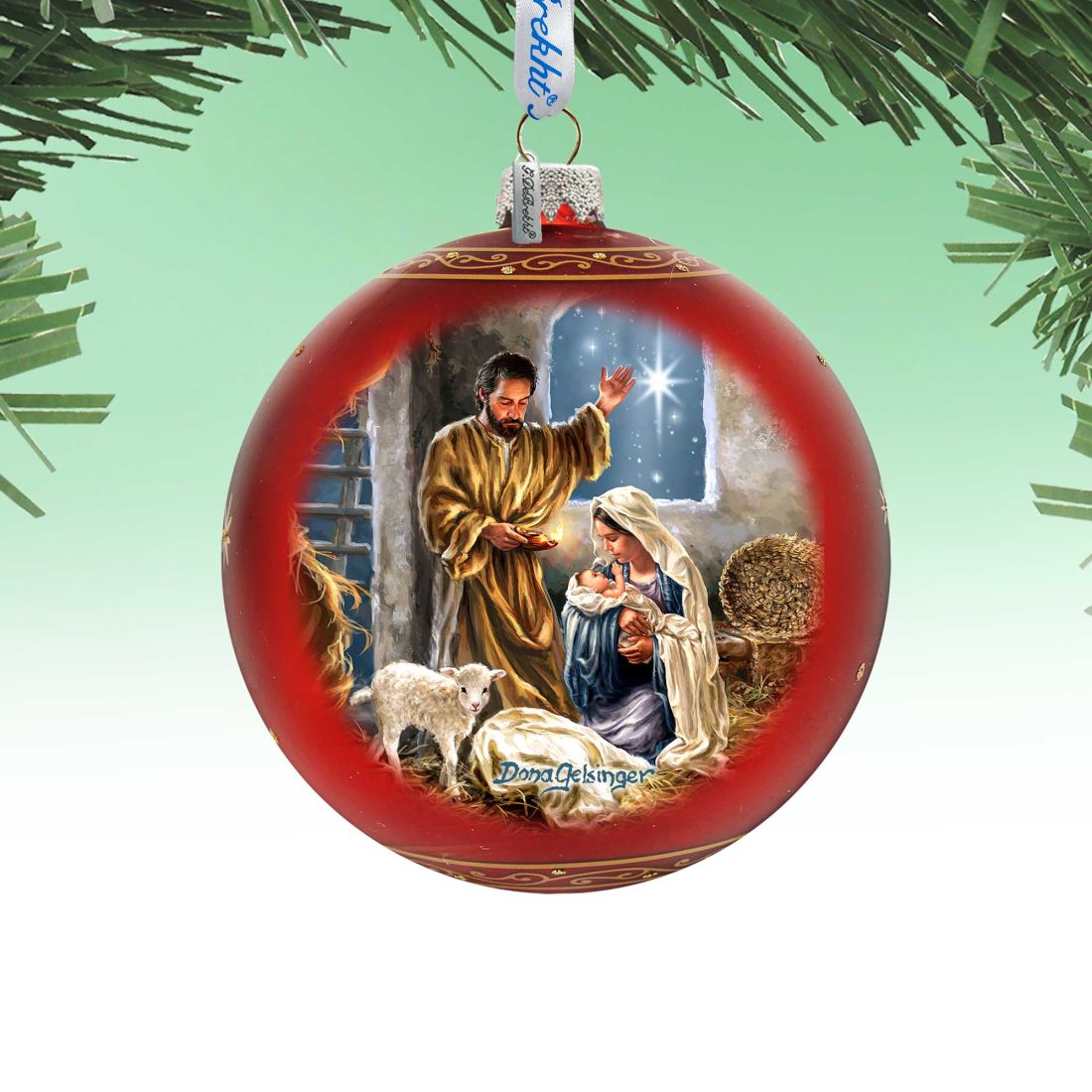 Picture of G.DeBrekht 73919-DG 5 x 5.5 in. The Lamb of God Glass Ornaments