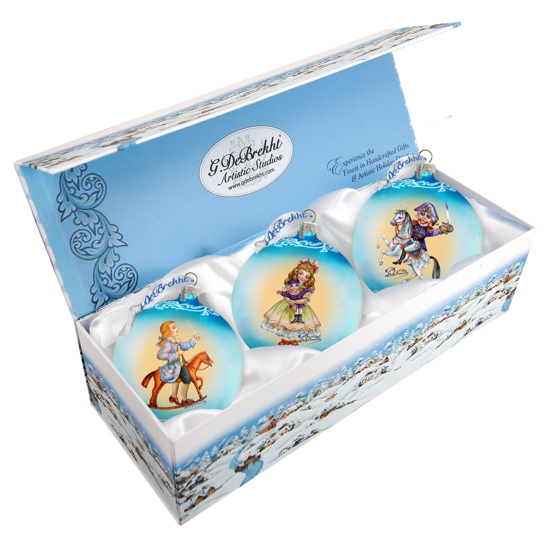 73740-S3 3 x 3.5 in. Nutcracker Ballet Glass Ornaments - Set of 3