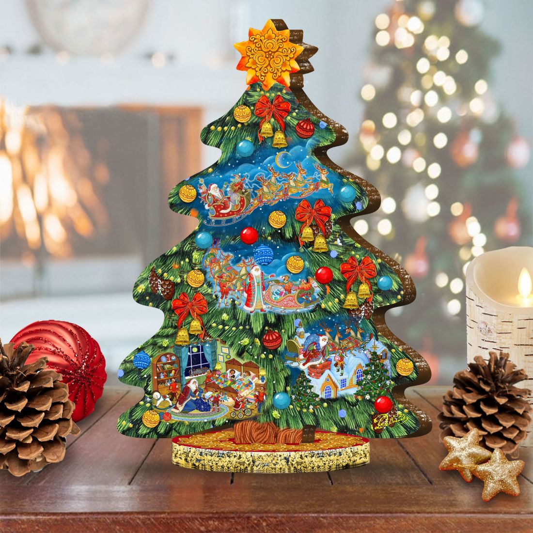 17 x 11 x 4 in. Santa Coming to Town Decorated Tree