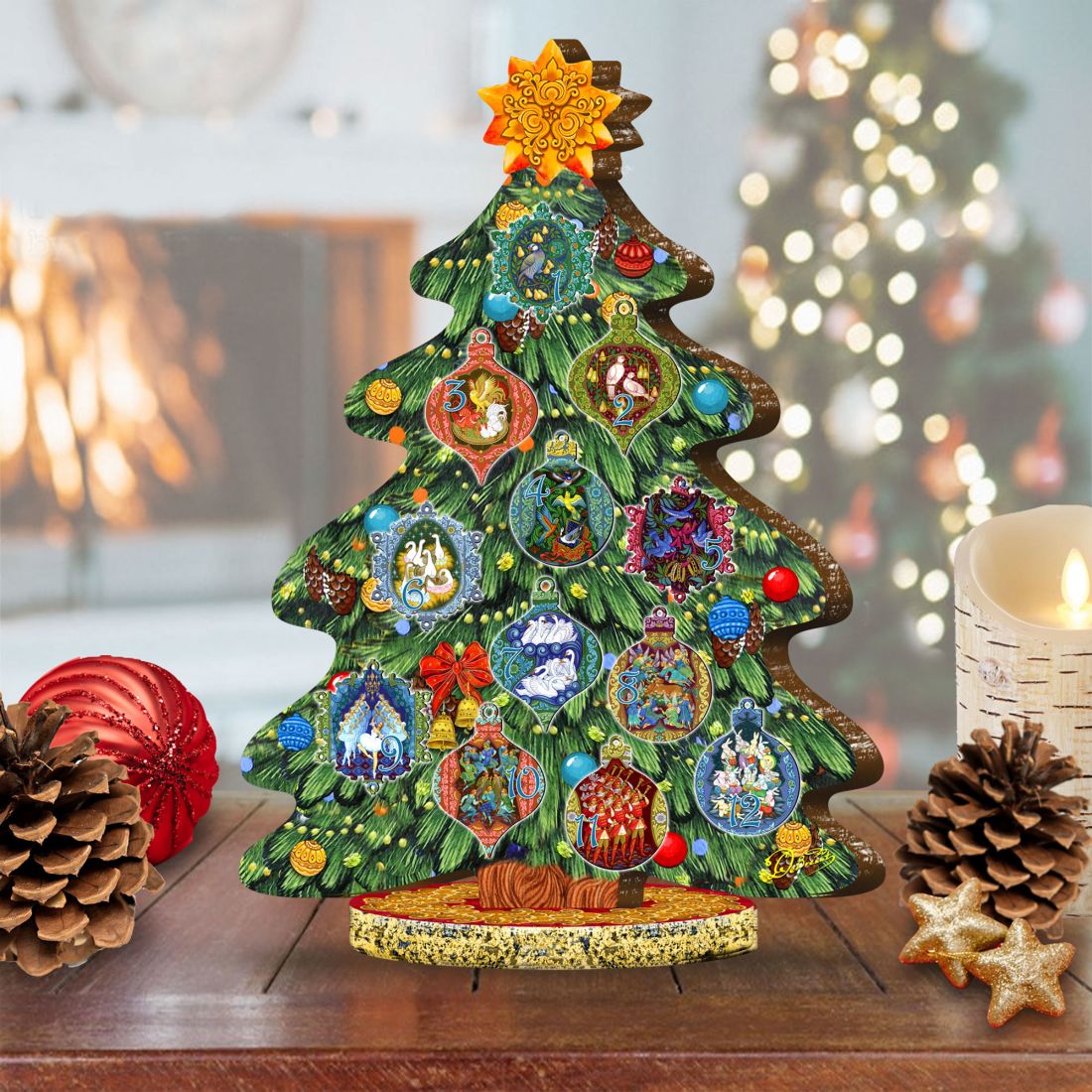 17 x 11 x 4 in. 12 Days of Christmas Decorated Tree