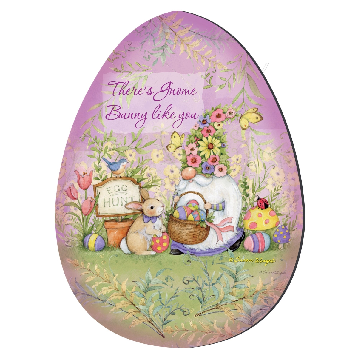 24 x 18 in. Bunny Garden Gnome Door Decor