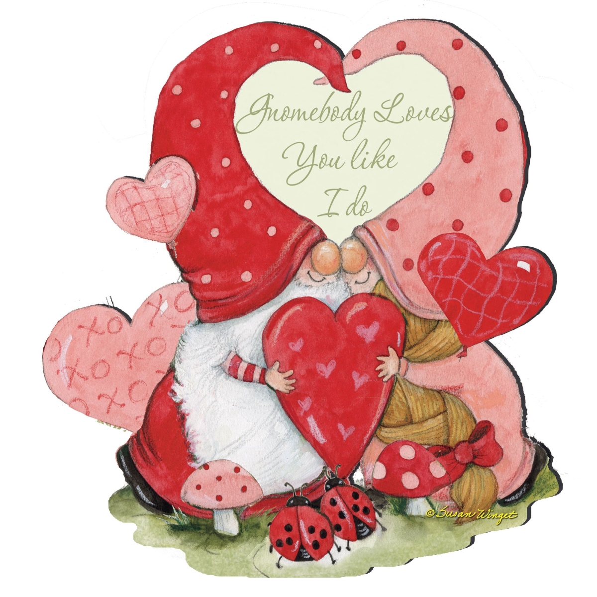 24 x 18 in. Valentine Gnomes Door Hanger Wall Decor