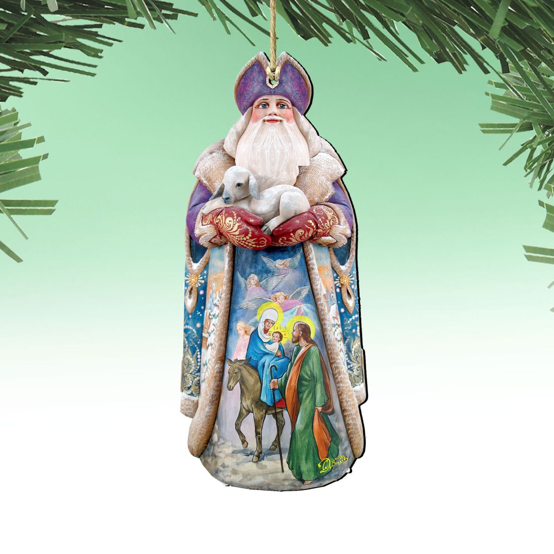 811832-S2 5 x 5.5 in. Santa & the Guardian Angels Wooden Ornaments - Set of 2