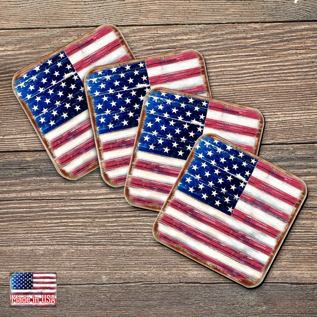 Picture of Nature Wonders 8185099C-S4 4 x 4 in. American Freedom Wooden Cork Coasters Gift - Set of 4