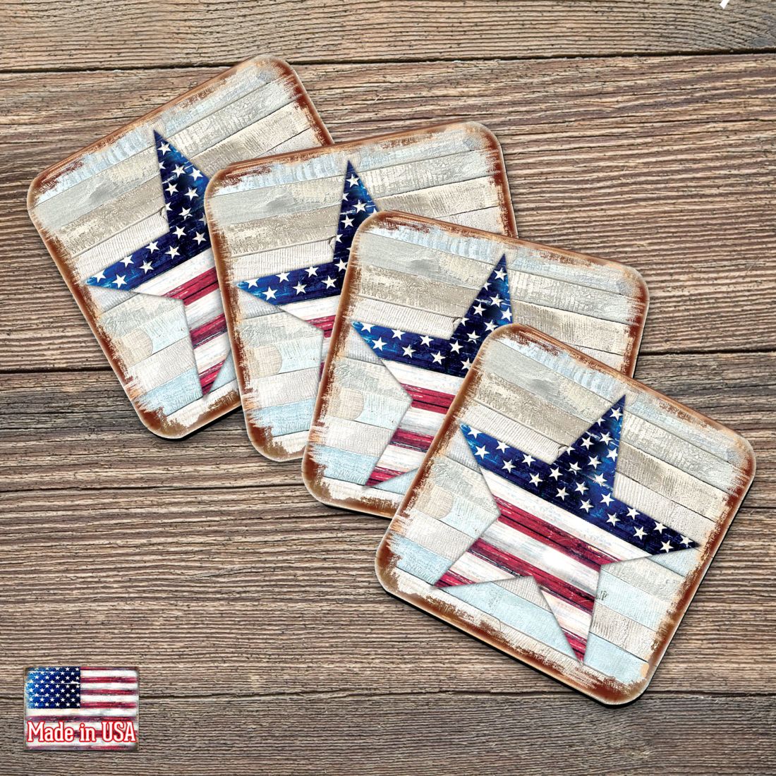 Picture of Nature Wonders 8198917C-S4 4 x 4 in. American Star Wooden Cork Coasters Gift - Set of 4