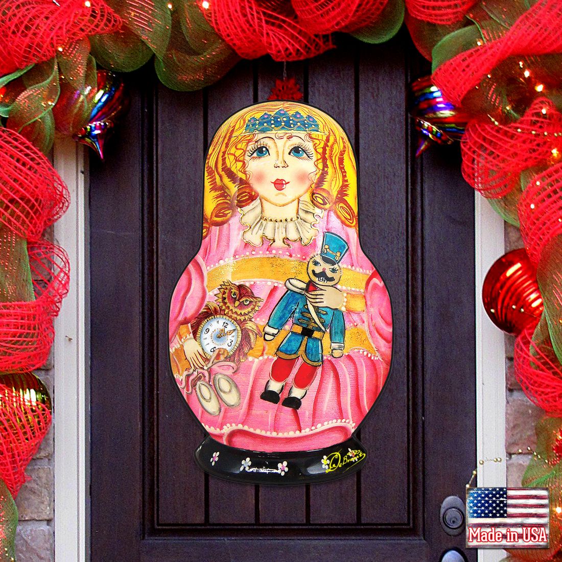 24 x 18 in. Clara Nutcracker Nesting Doll Door Decor