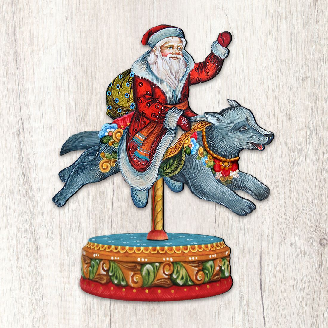 12 x 9 in. Carousel Wolf Holiday Outdoor Decor Large Ornaments