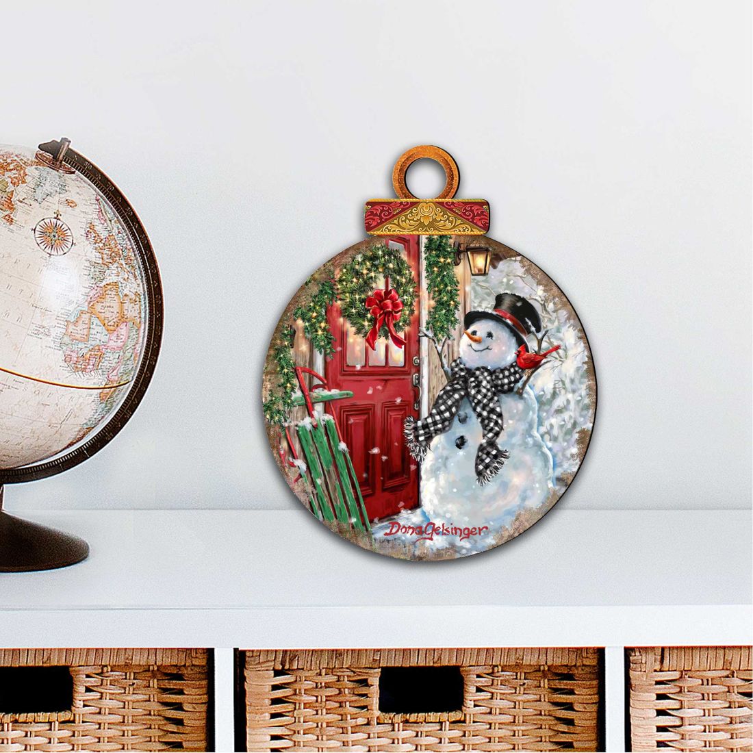 8121127M-DG 12 x 9 in. Winter Arrival Snowman Christmas Outdoor Decor Large Ornaments