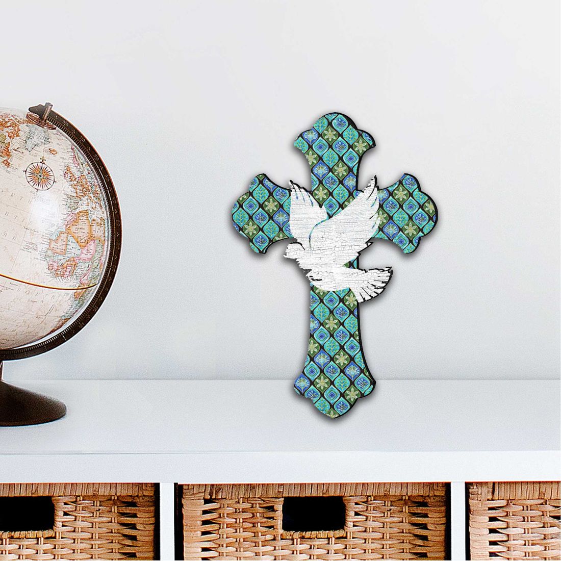 12 x 9 in. White Doves Cross Easter Outdoor Decor Large Ornaments