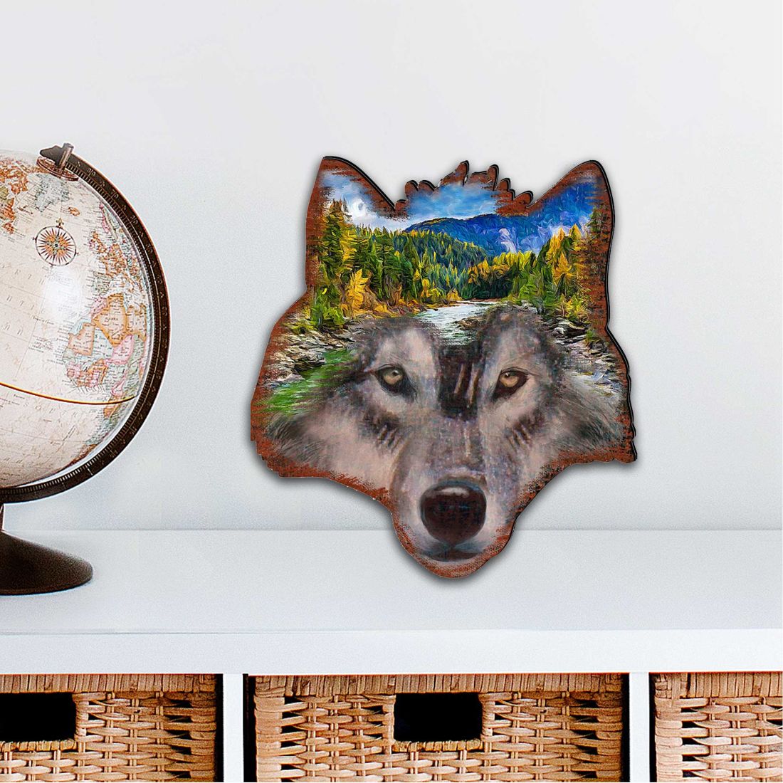 12 x 9 in. Wolf Face Wildlife Outdoor Decor Large Ornaments