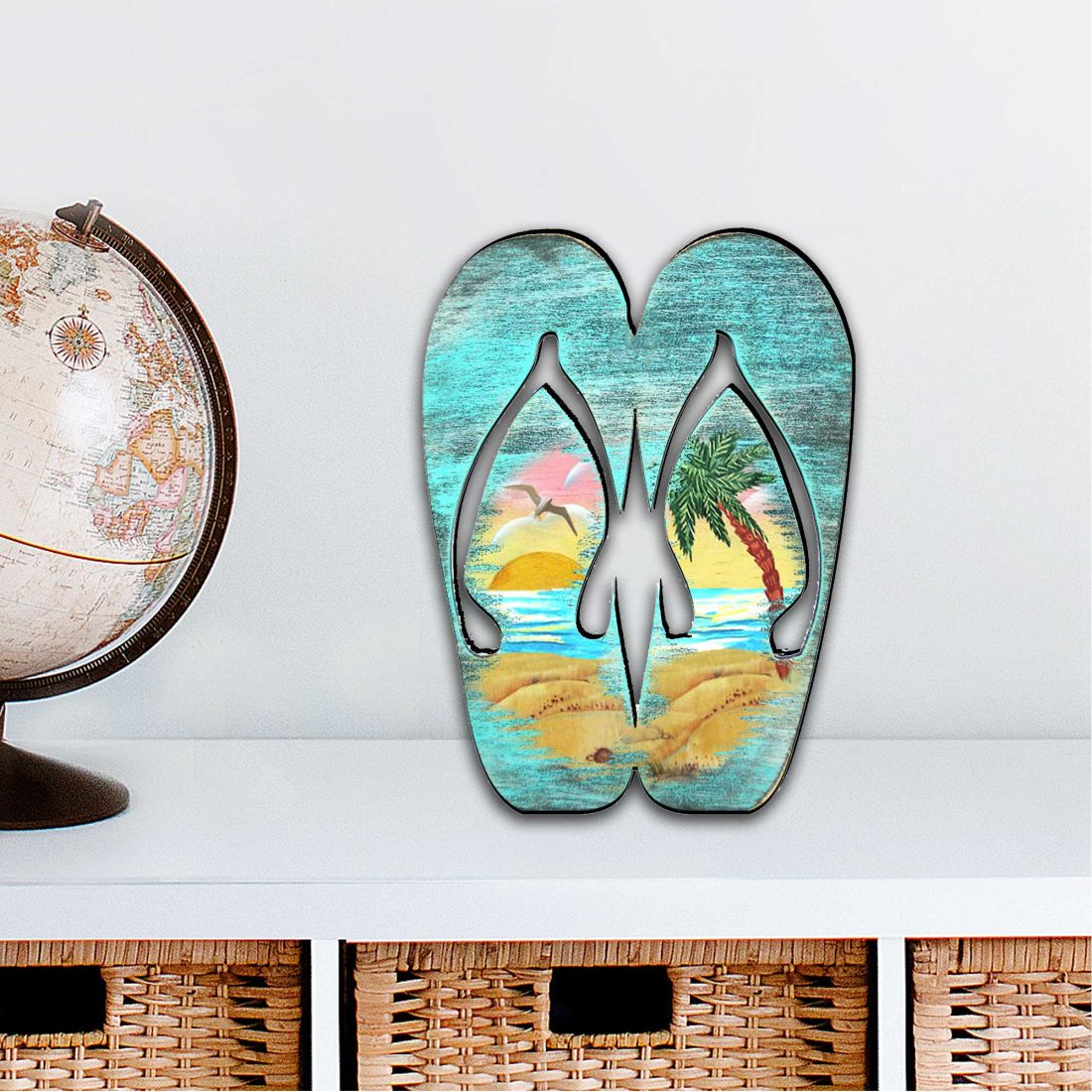 12 x 9 in. Rustic Flip Flops Coastal Outdoor Decor Large Ornaments
