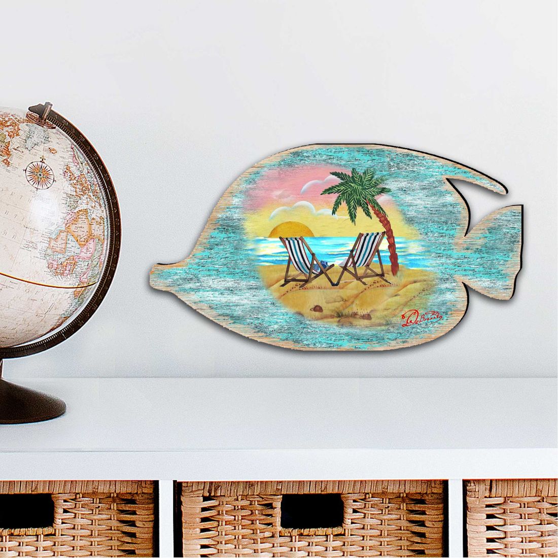 12 x 9 in. Rustic Tropical Fish Coastal Outdoor Decor Large Ornaments