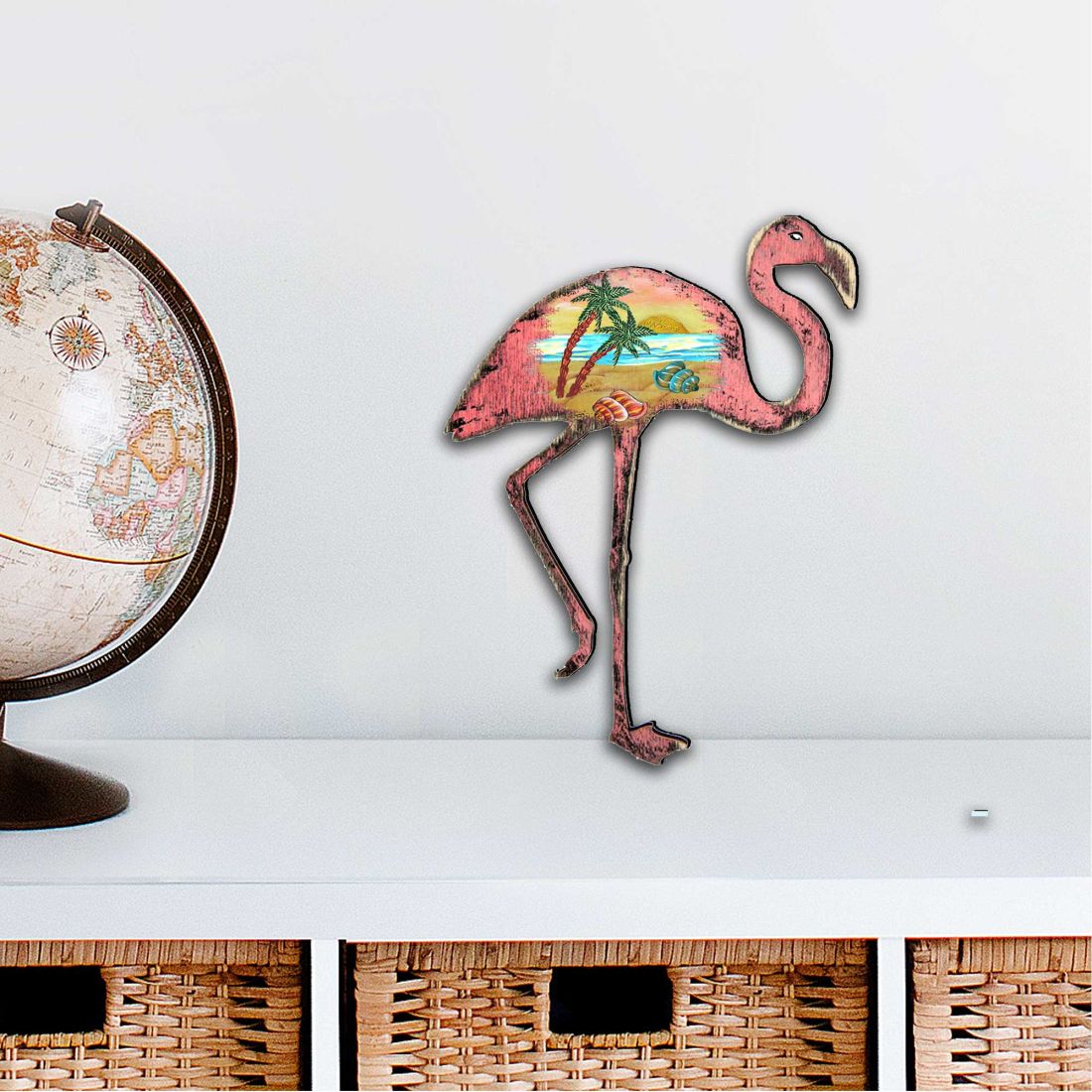 12 x 9 in. Rustic Flamingo Coastal Outdoor Decor Large Ornaments