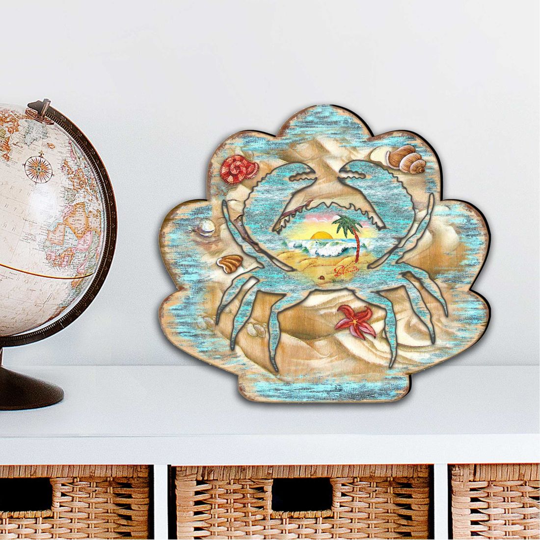 12 x 9 in. Seashell Crab Coastal Outdoor Decor Large Ornaments