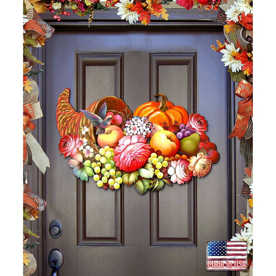 24 x 18 in. Floral Cornucopia Halloween Door Decor