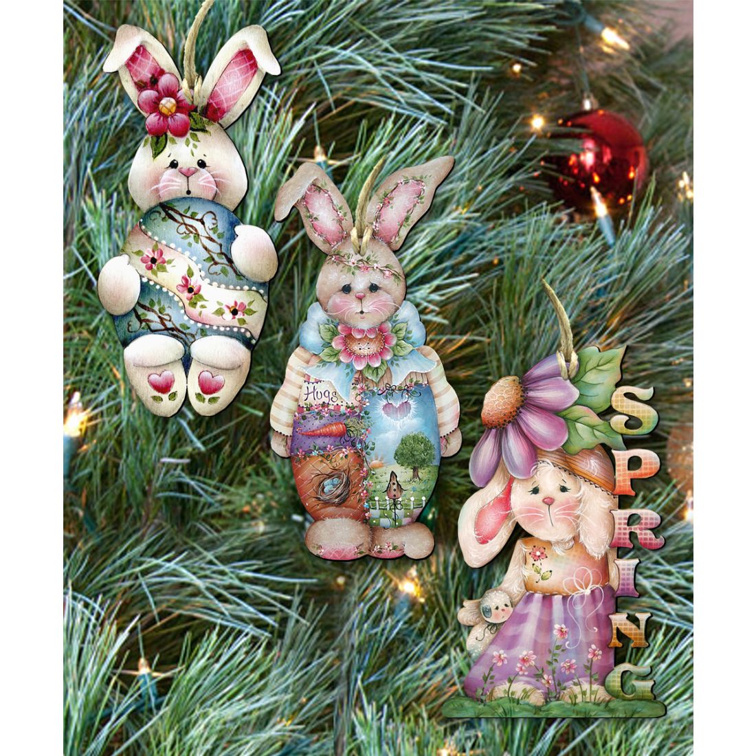 5 x 5.5 in. Spring Wooden Ornaments - Set of 3