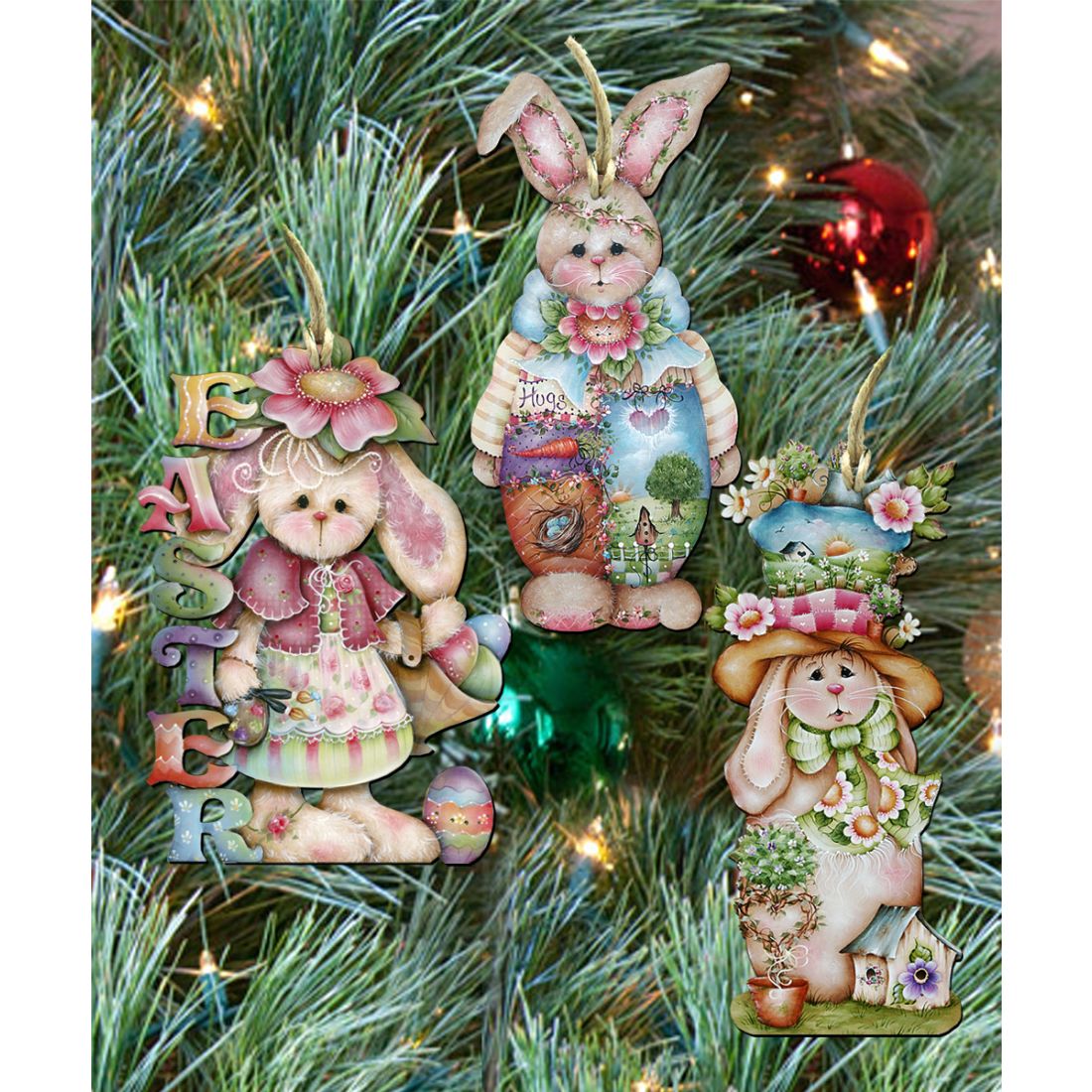 5 x 5.5 in. Easter Wooden Ornaments - Set of 3
