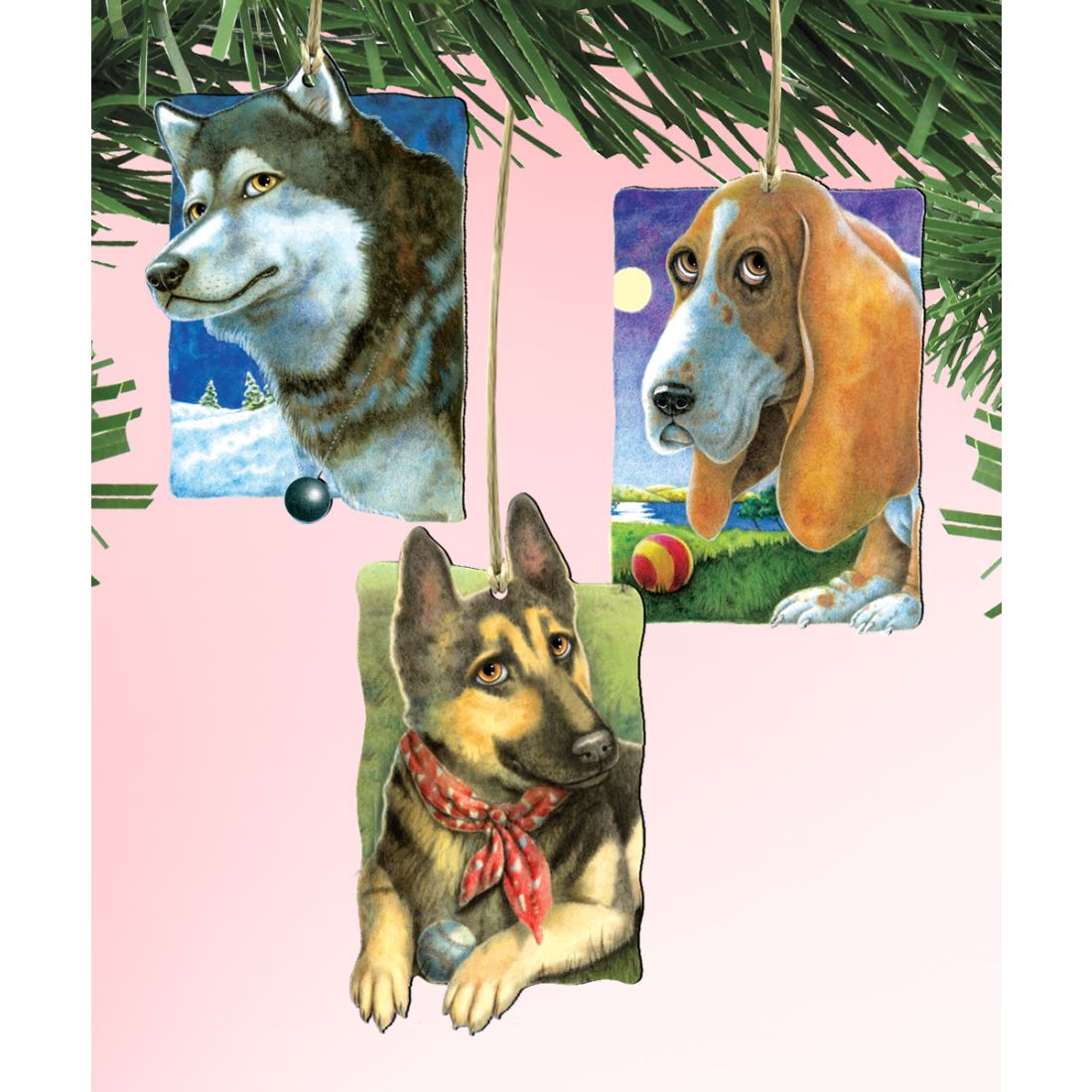 8100090S3-LS 5 x 5.5 in. My Best Outdoor Friends Dogs Wooden Ornaments - Set of 3