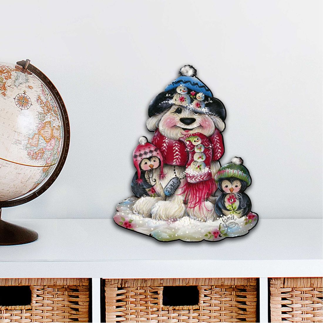 8457503M 12 x 9 in. Dog & Penguin Holiday Outdoor Decor Large Ornaments
