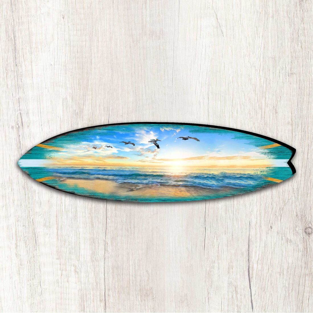 20 x 5.5 in. Sunset Surfboard Coastal Outdoor Decor Large Ornaments