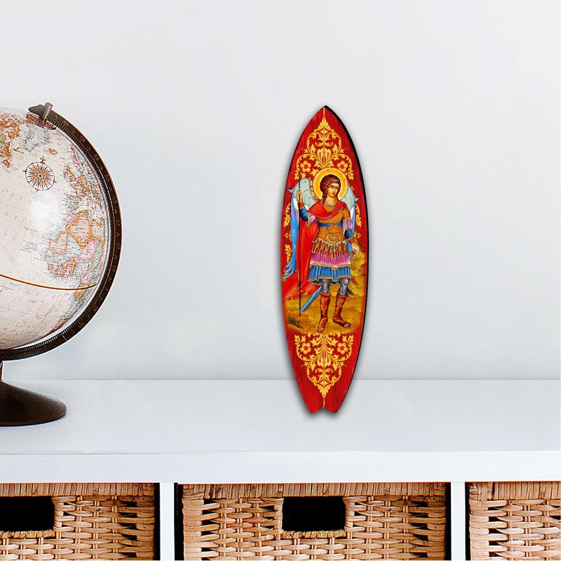 20 x 5.5 in. St. Michael Surfboard Coastal Outdoor Decor Large Ornaments