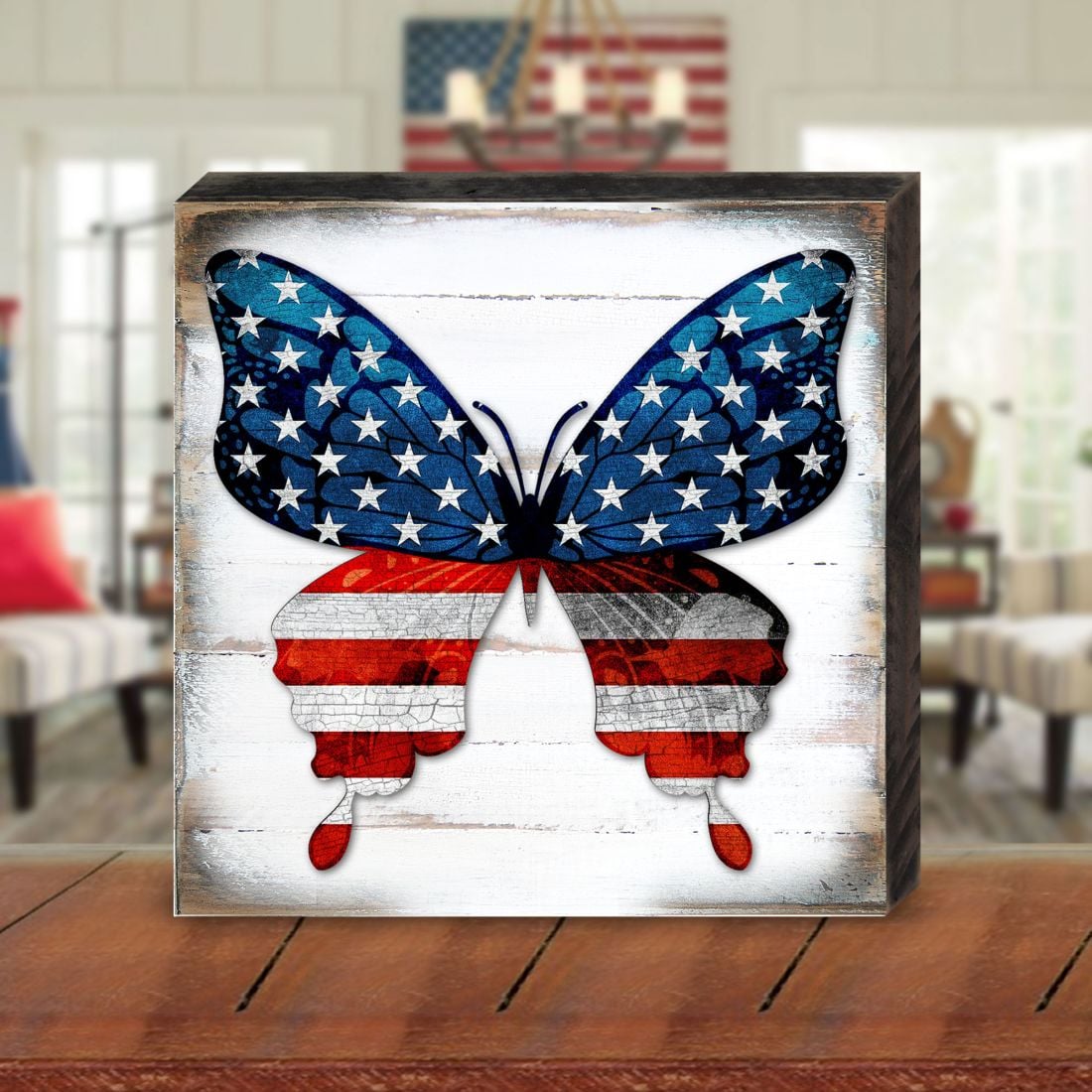 6 x 6 in. USA Butterfly Patriotic Wall Block