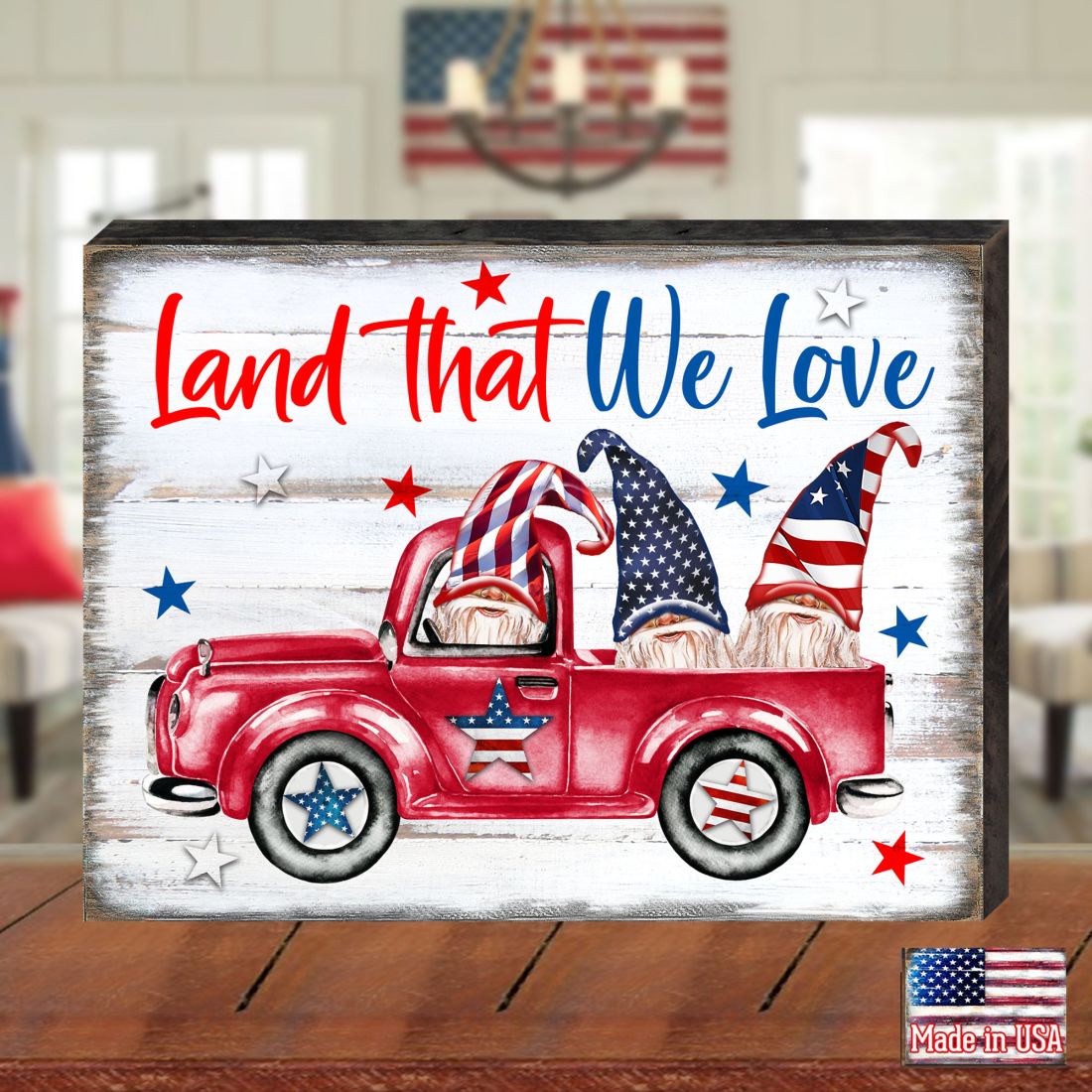 12 x 9 in. American Patriotic Tractor Wall Block - Small