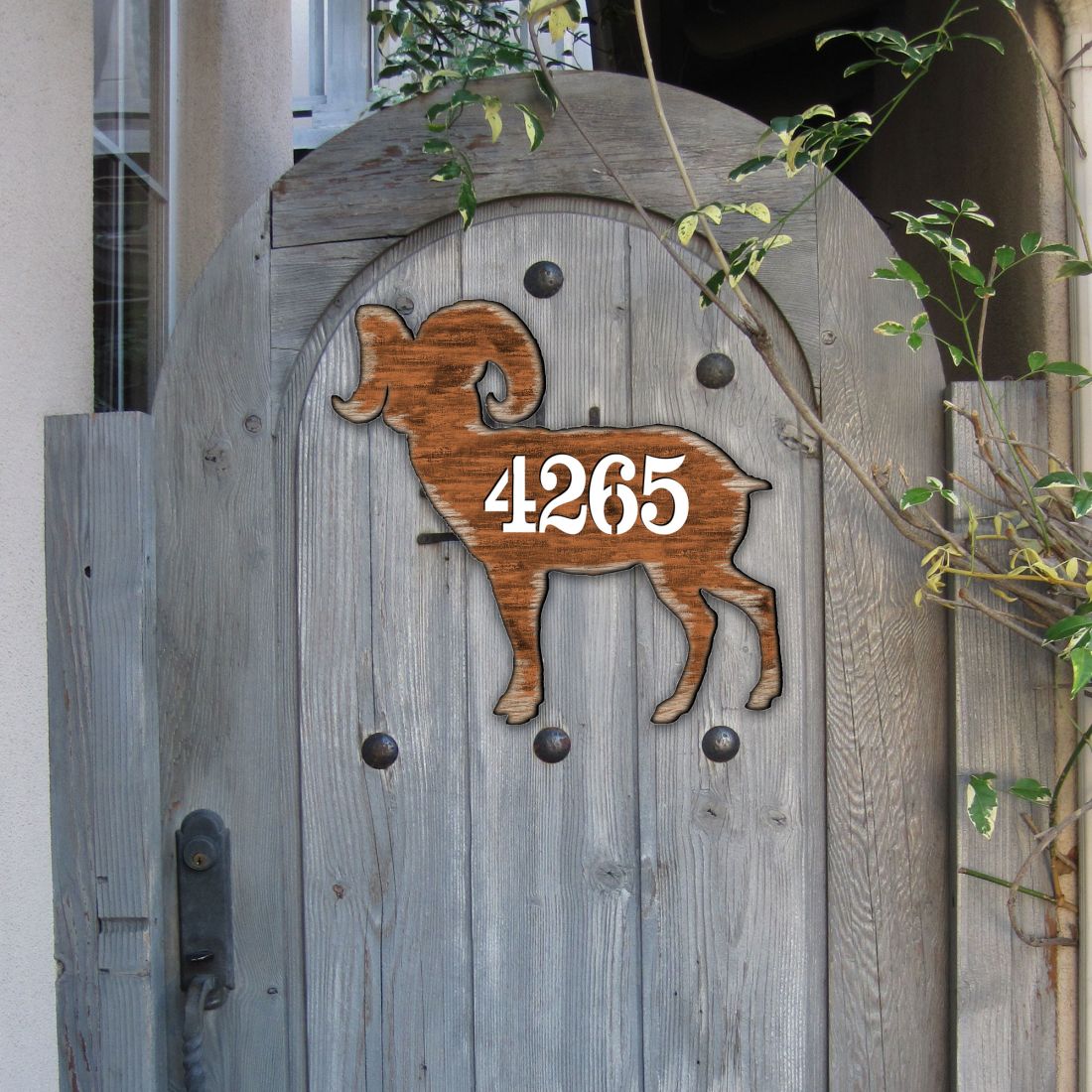 12 in. Ram Wooden Custom House Number Sign Decor