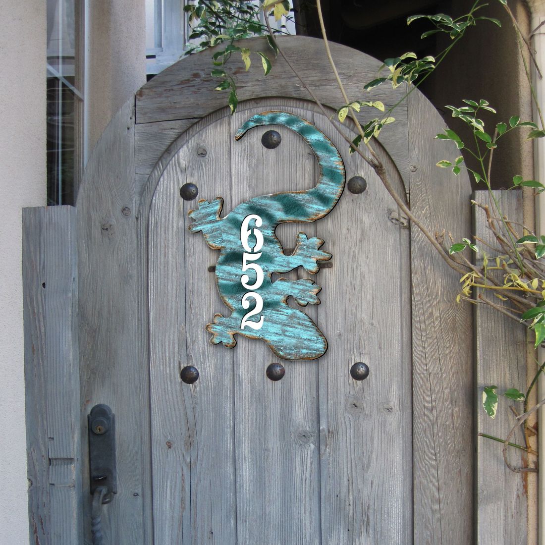 12 in. Gecko Wooden Custom House Number Sign Decor