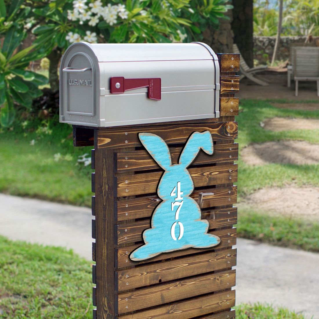 18 in. Bunny Easter Vertical House Number Sign Decor