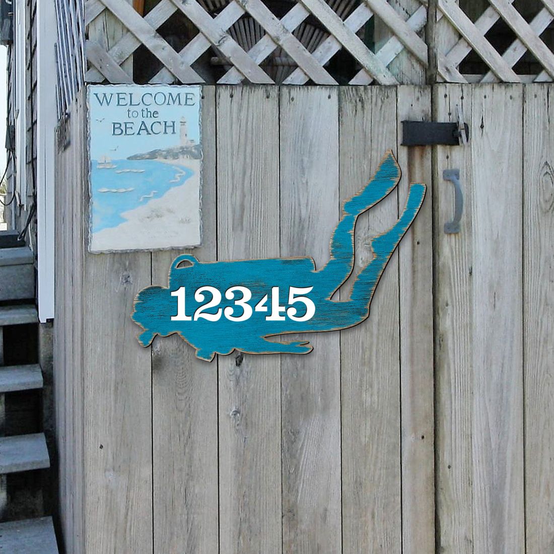 Picture of Designocracy MA98446-12 12 in. Scuba Diver Coastal House Number Sign Decor